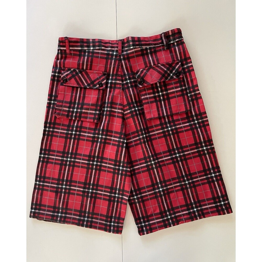 Vintage XL (Size 38) Five AR Red and Black Plaid Cotton Blend Shorts